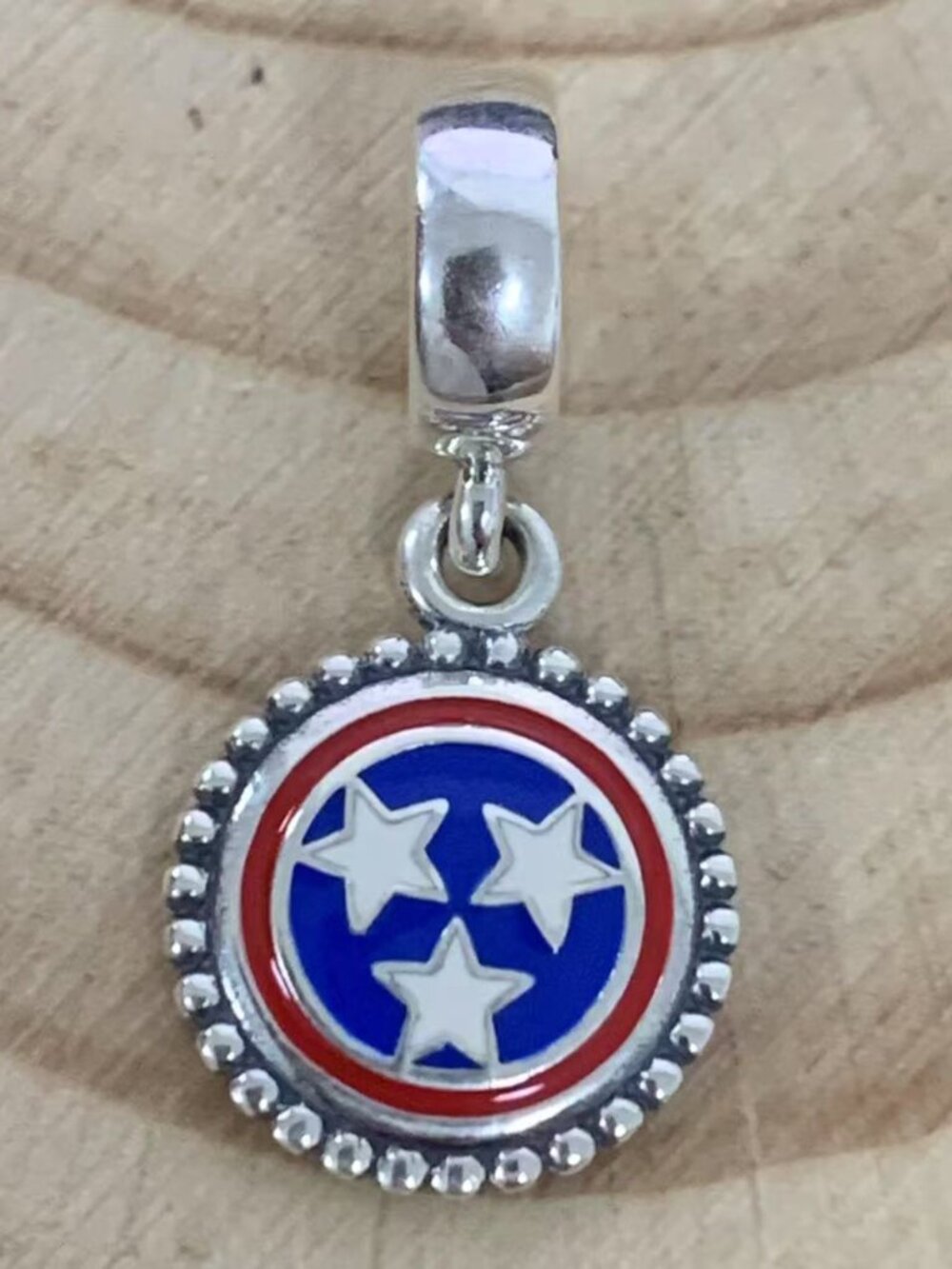 Pandora Tennessee Flag Charm Pendant, S925 Silver Jewelry